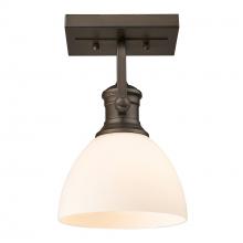  3118-1SF RBZ-OP - Hines 1-Light Semi-Flush in Rubbed Bronze with Opal Glass